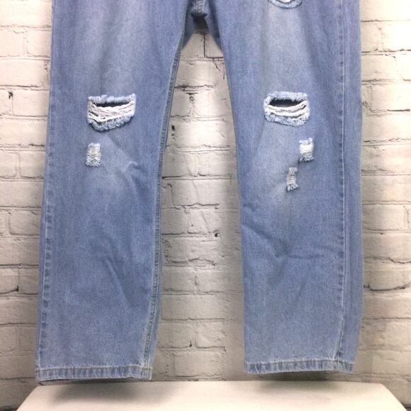 DT Jeans Women's Lightwash Distressed Button Fly High Rise Blue Jeans Size 2XL - Picture 3 of 14